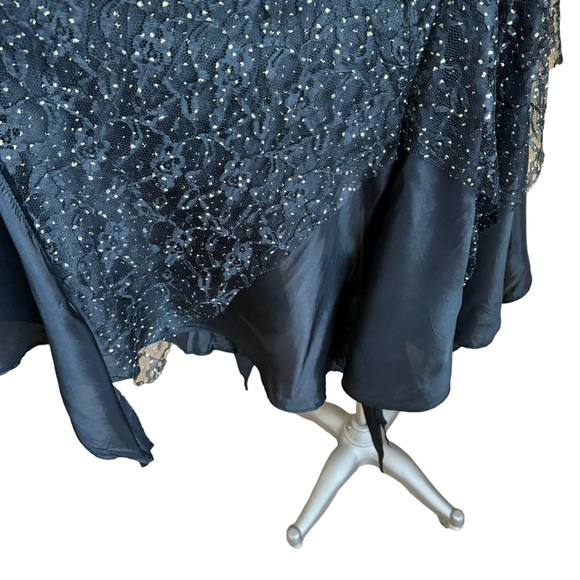 Vintage 80s Nuance Black Gold Swiss Dot Tulle Dress Stevie Nicks Fairy Witchy - Picture 9 of 17